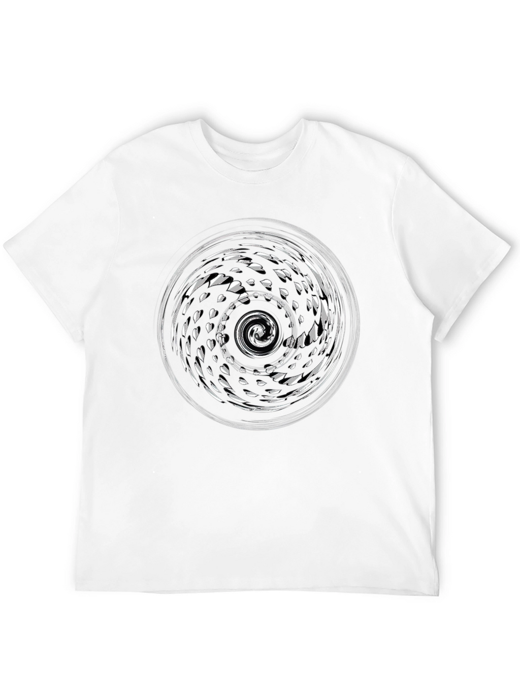 Abstract Spiral Graphic Print Black T-Shirt