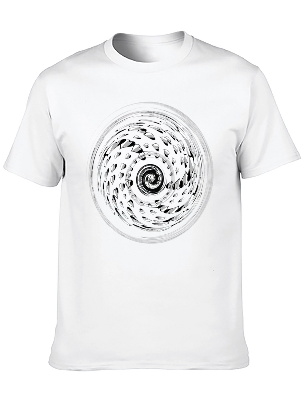 Abstract Spiral Graphic Print Black T-Shirt