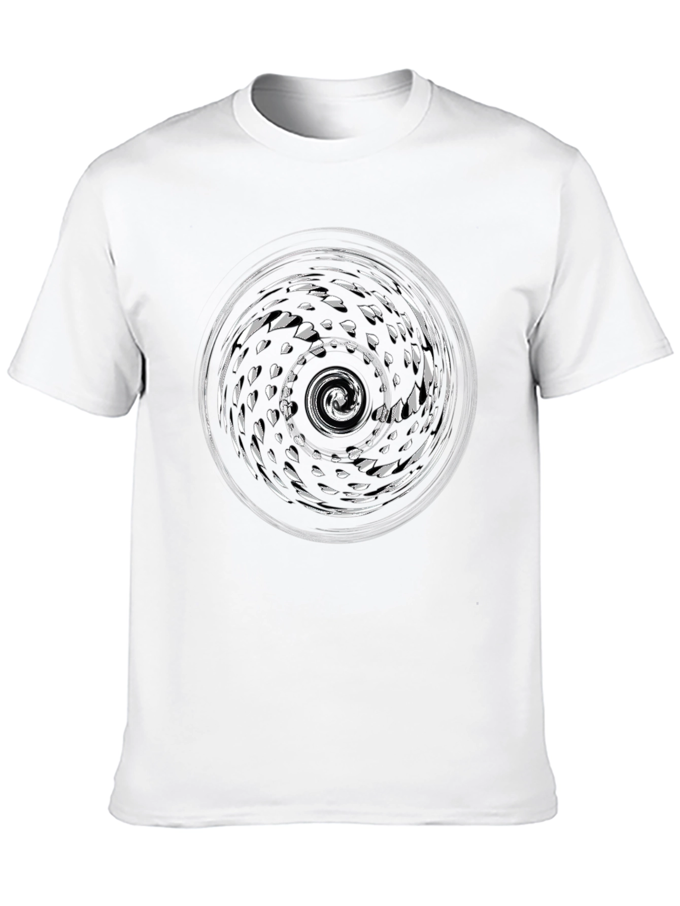 Abstract Spiral Graphic Print Black T-Shirt