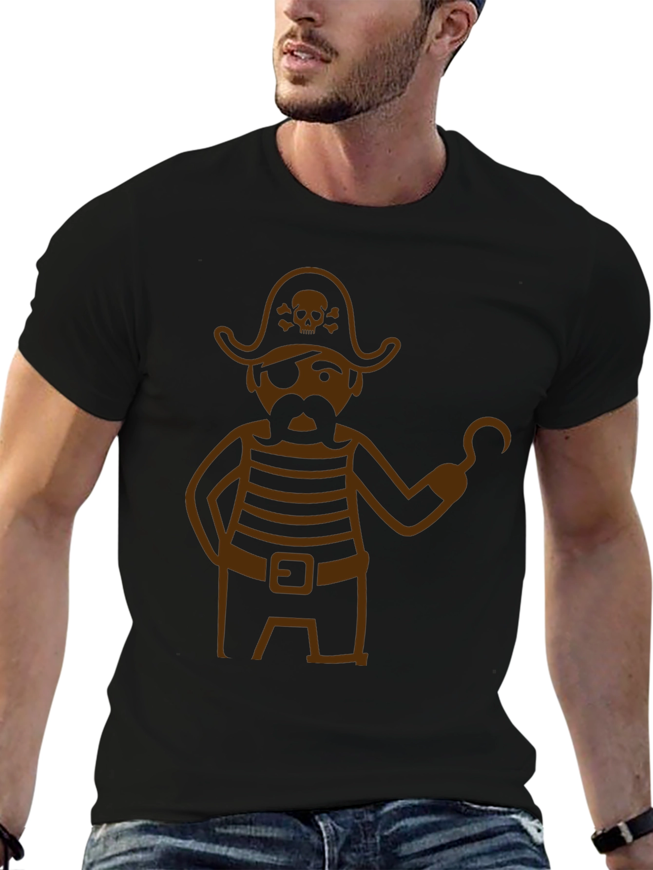 Pirate Graphic T-Shirt - Black Cotton Blend Tee