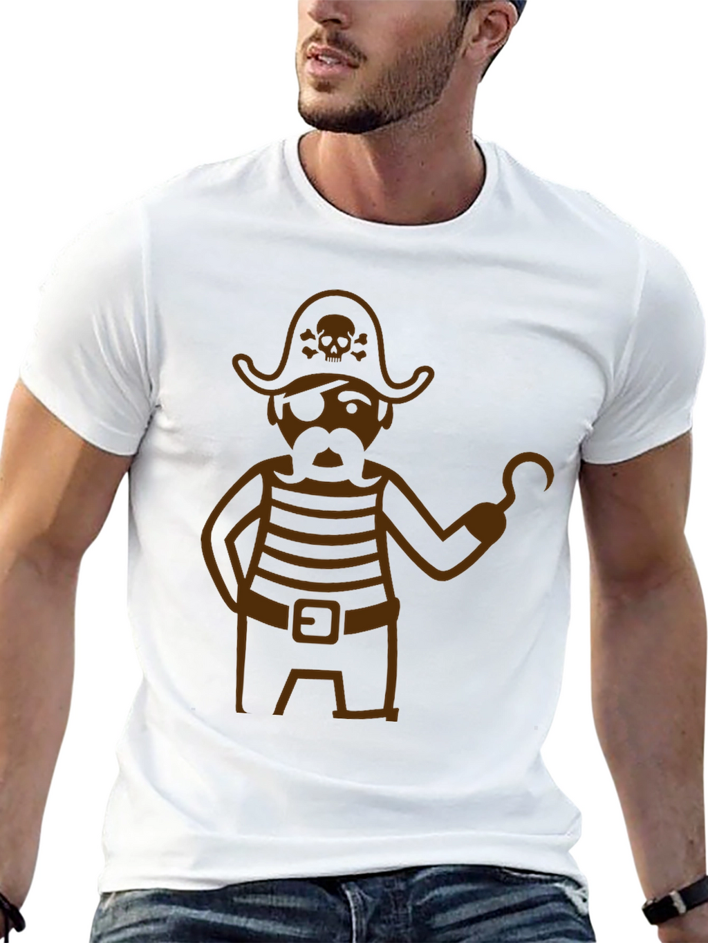 Pirate Graphic T-Shirt - Black Cotton Blend Tee