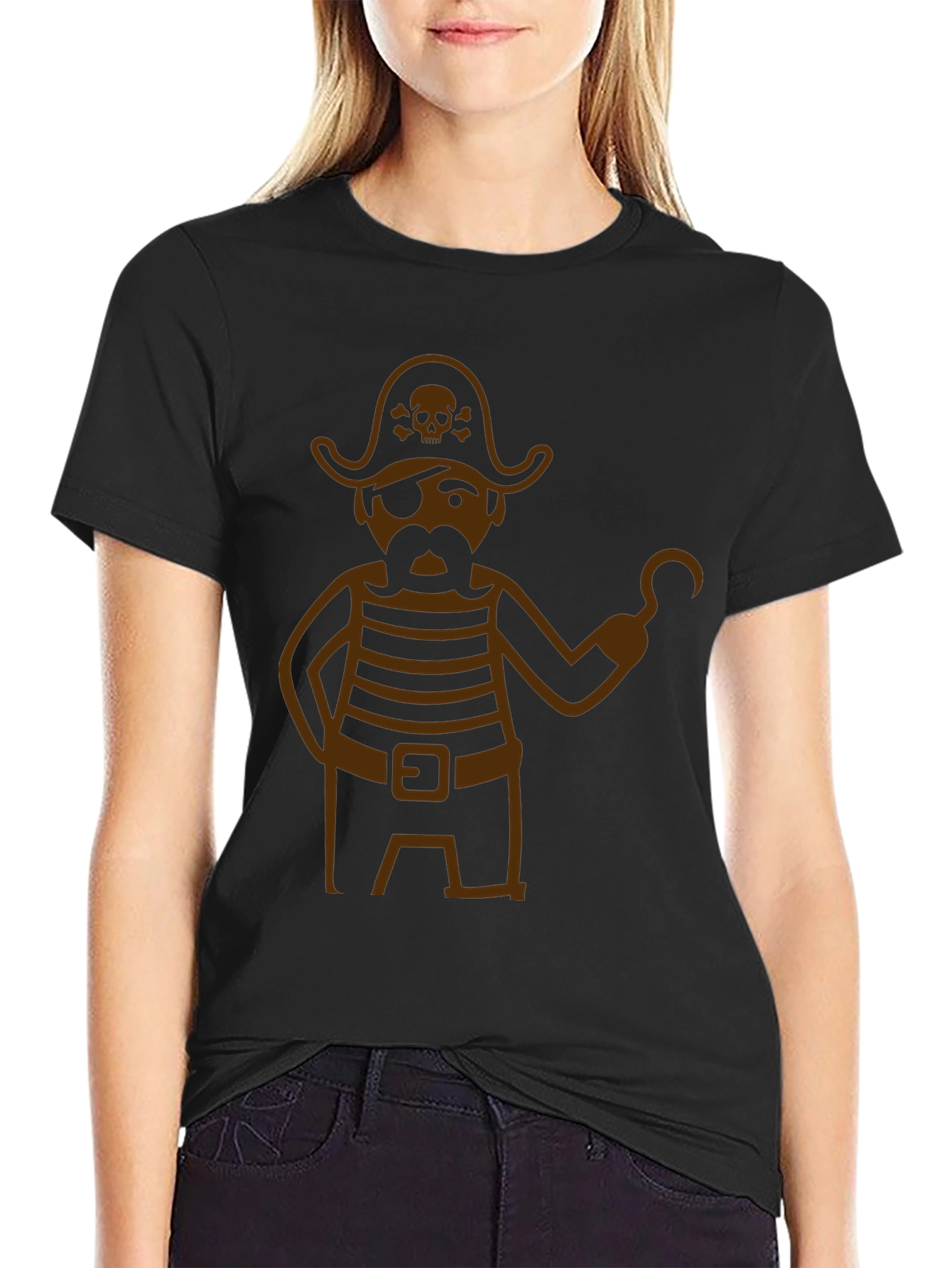 Pirate Graphic T-Shirt - Black Cotton Blend Tee