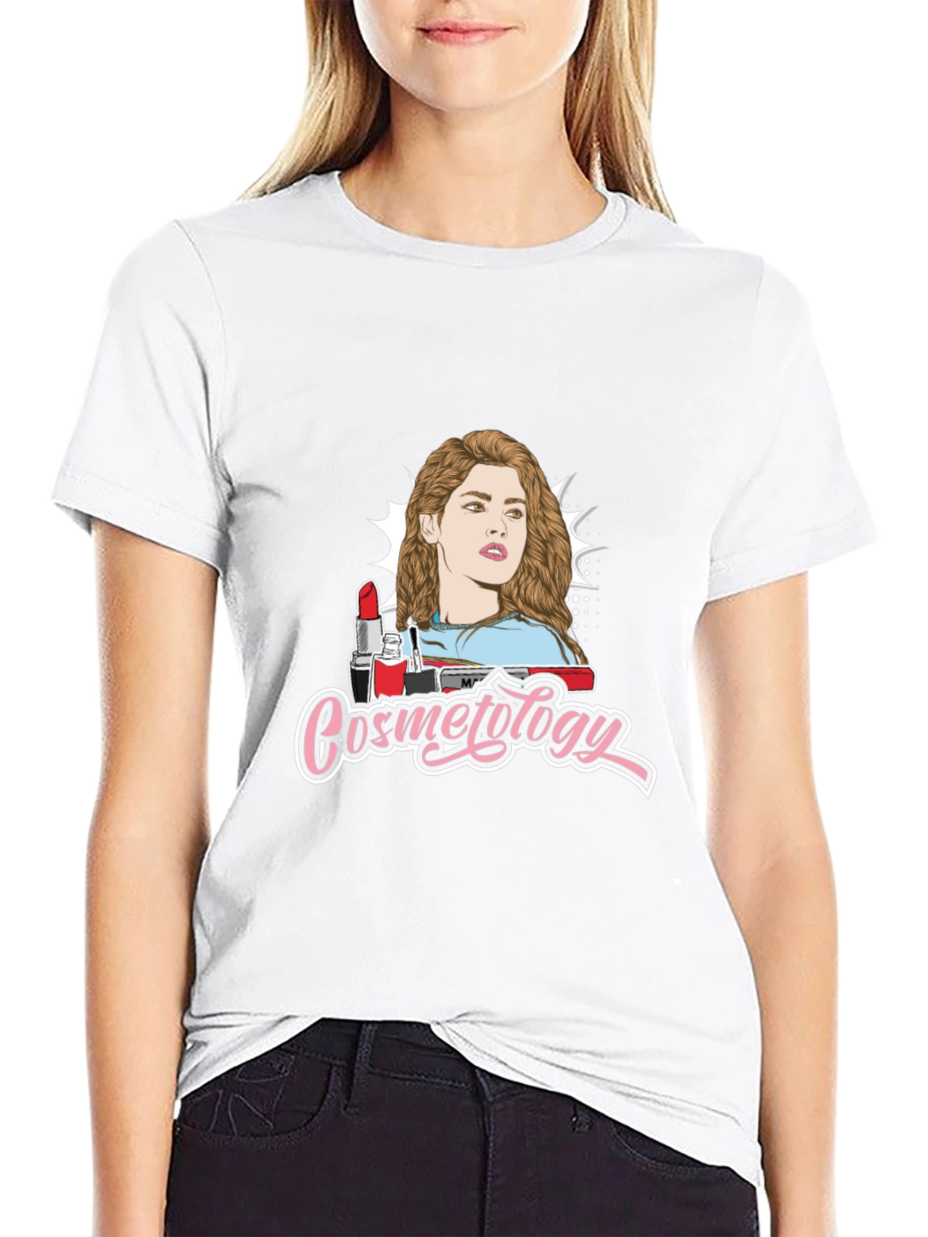 Cosmetology Graphic Print Black T-Shirt