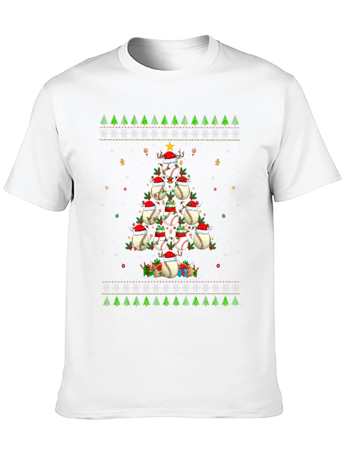 Baseball Christmas Tree T-Shirt