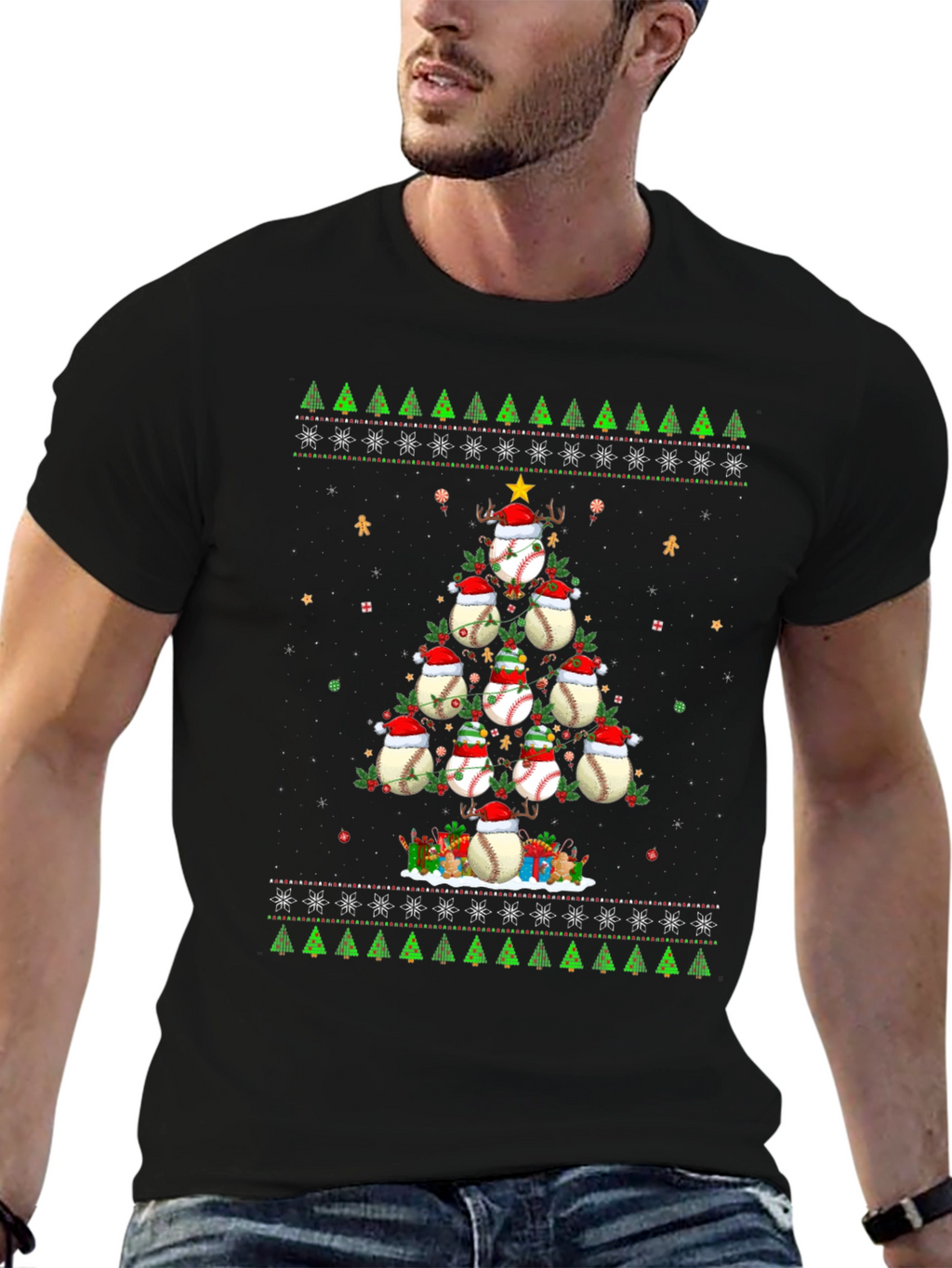 Baseball Christmas Tree T-Shirt