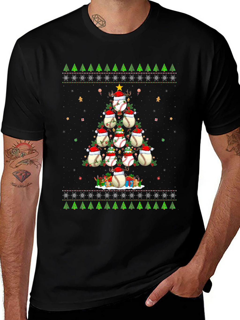 Baseball Christmas Tree T-Shirt