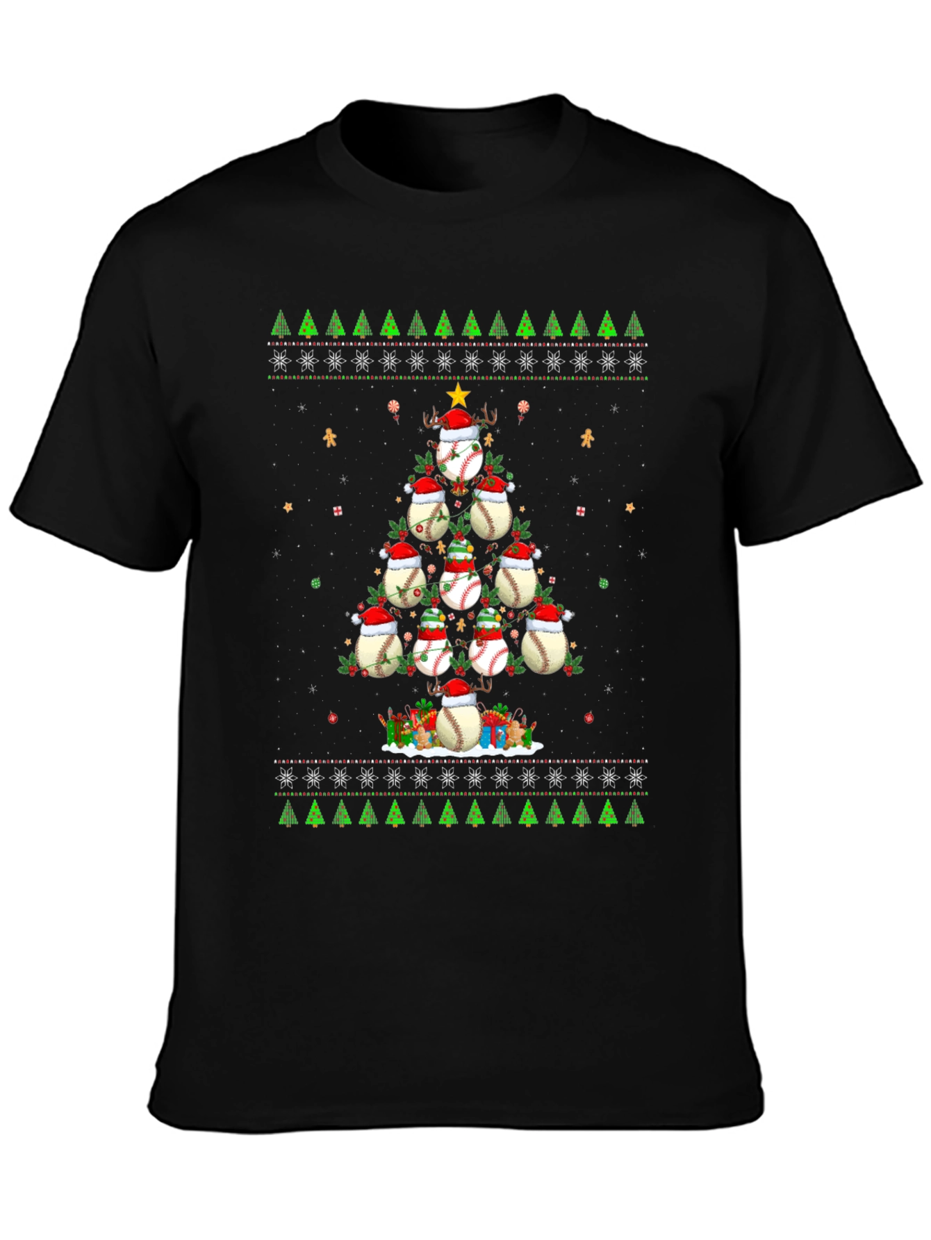 Baseball Christmas Tree T-Shirt