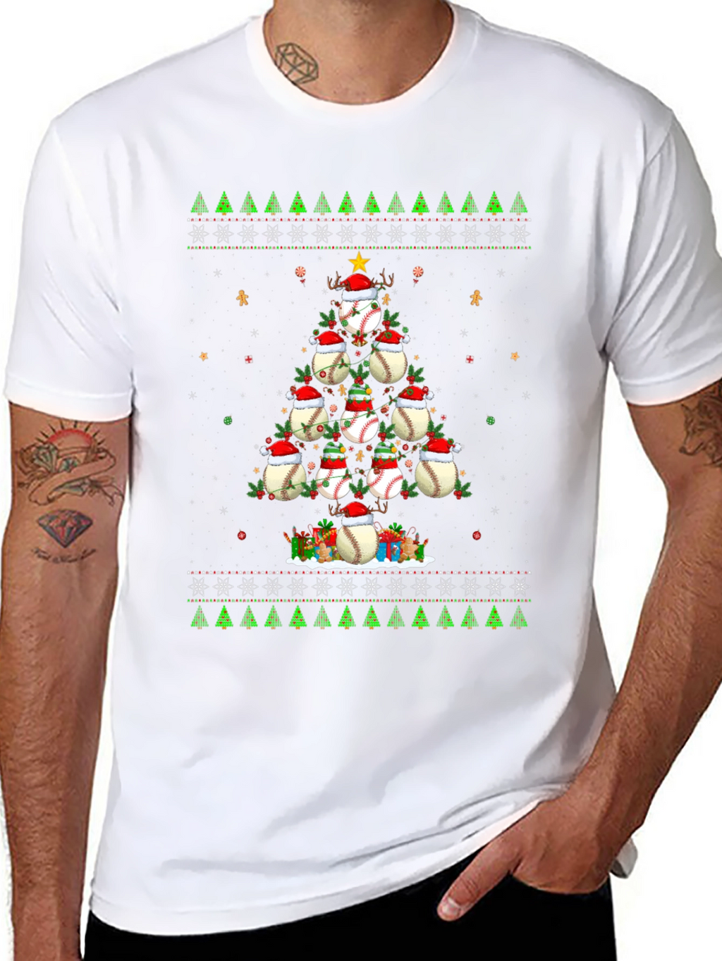 Baseball Christmas Tree T-Shirt