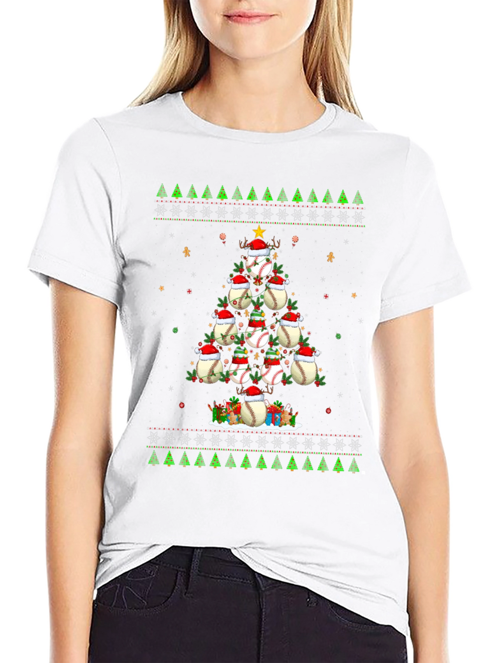 Baseball Christmas Tree T-Shirt