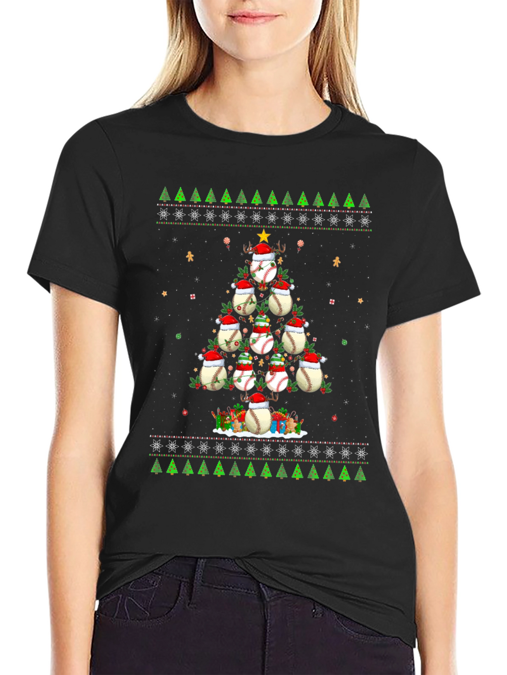 Baseball Christmas Tree T-Shirt