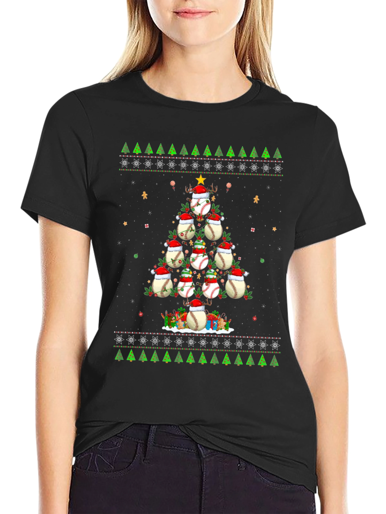 Baseball Christmas Tree T-Shirt