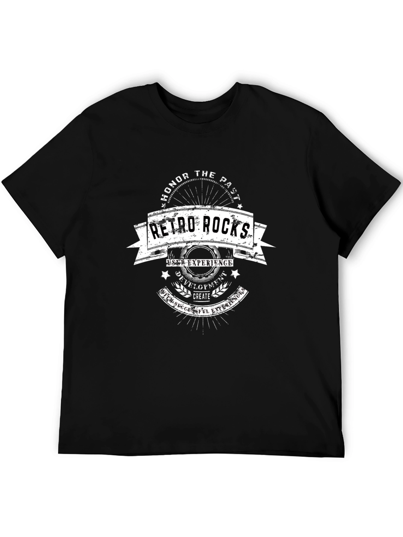Retro Rocks Graphic Tee - Vintage Style Black T-Shirt