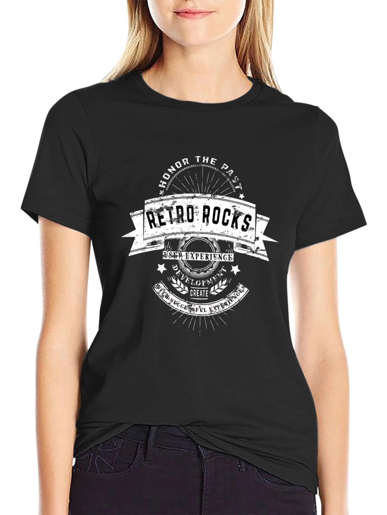 Retro Rocks Graphic Tee - Vintage Style Black T-Shirt