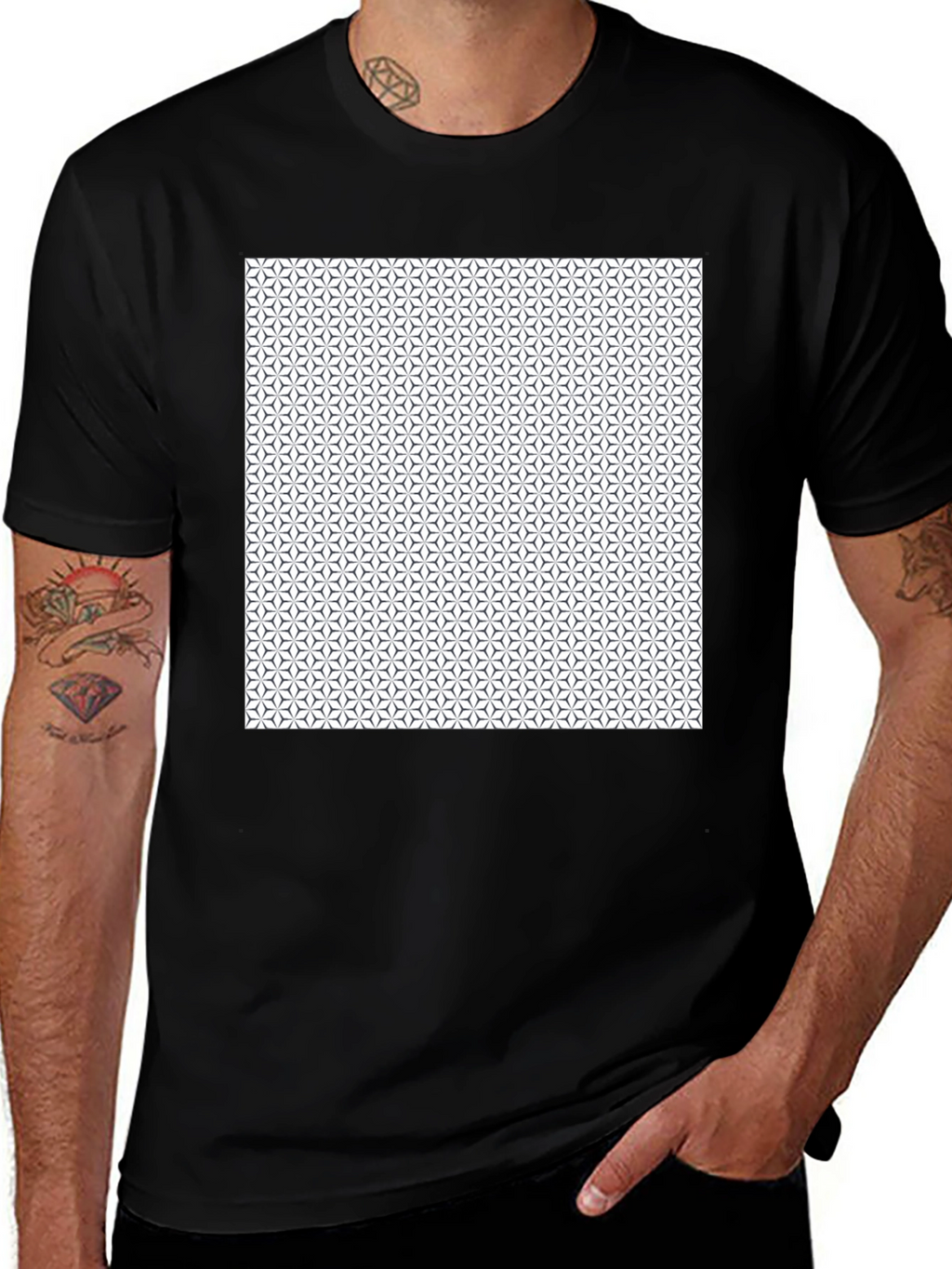 Geometric Pattern Black T-Shirt