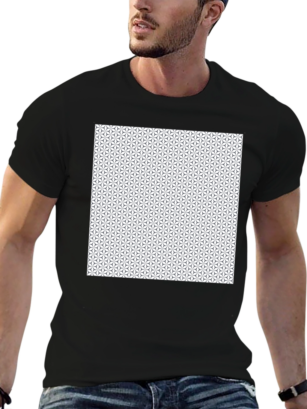Geometric Pattern Black T-Shirt