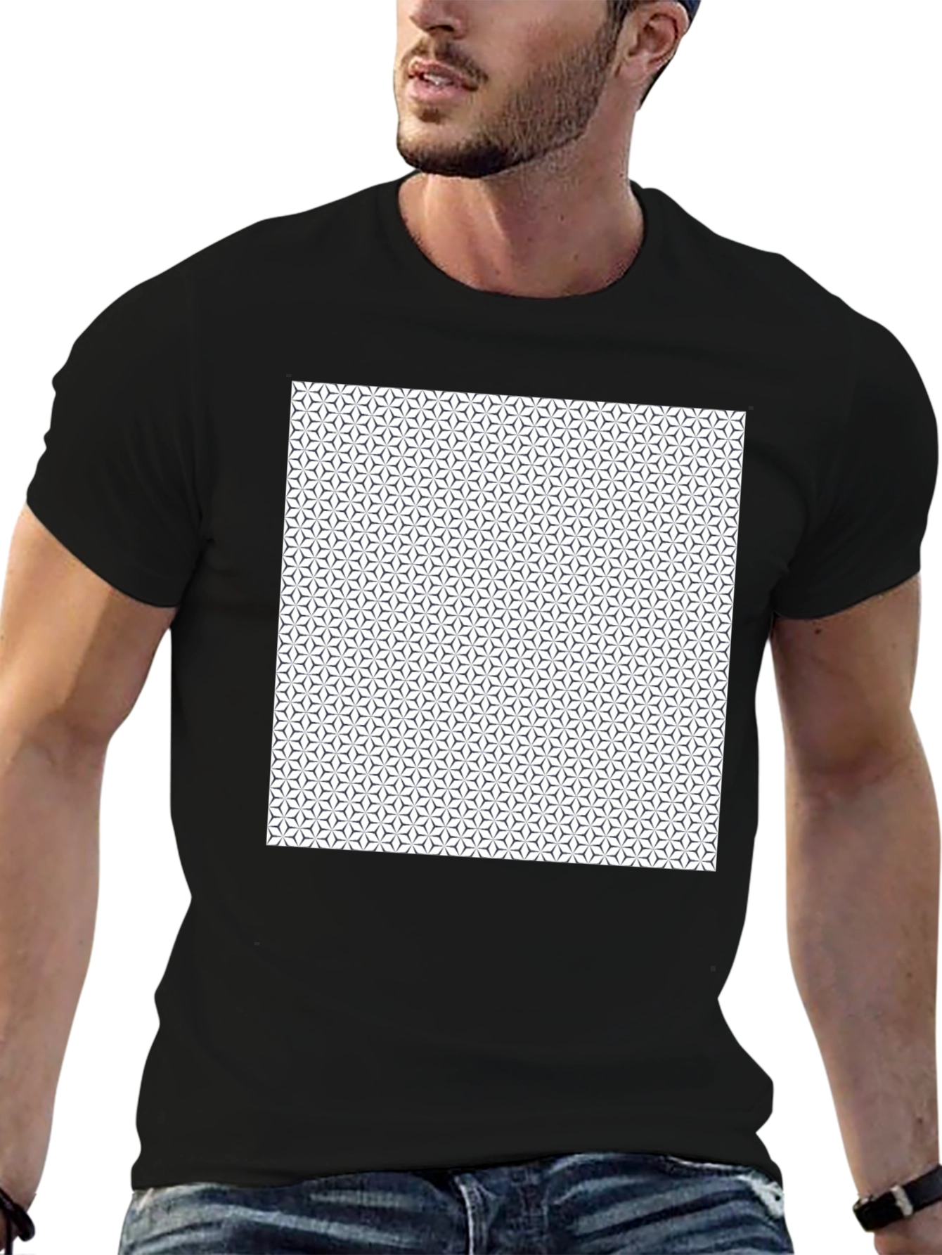 Geometric Pattern Black T-Shirt