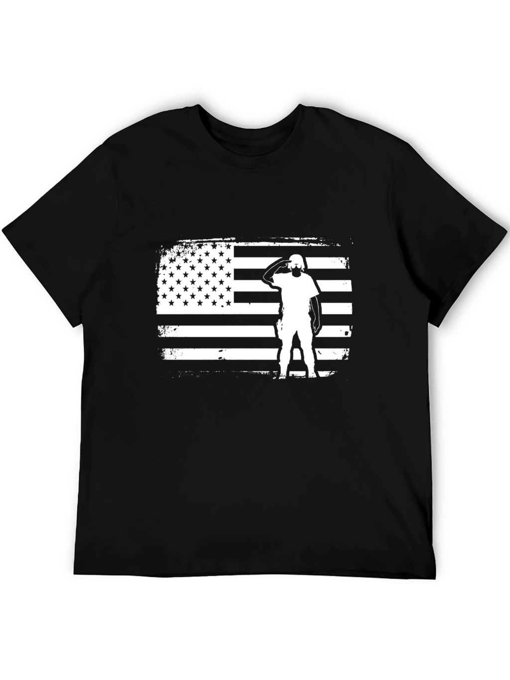 Patriotic American Flag Saluting Soldier Graphic Tee