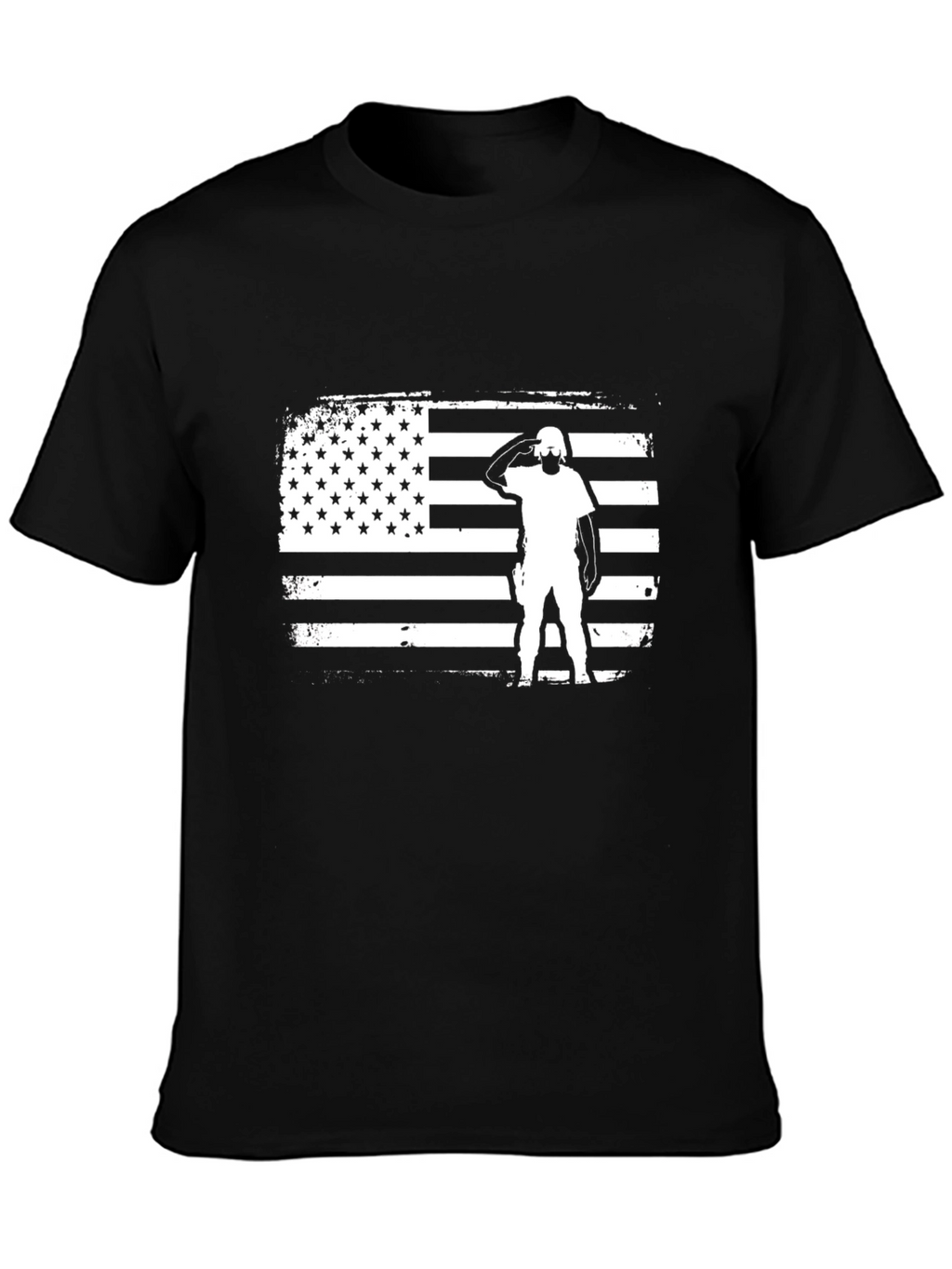 Patriotic American Flag Saluting Soldier Graphic Tee