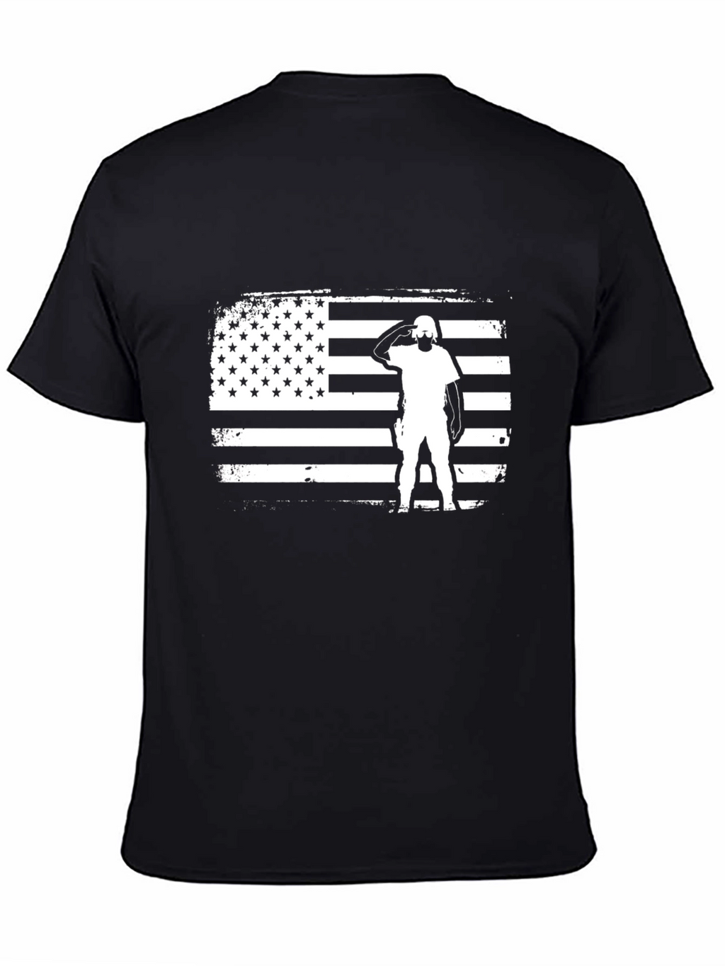 Patriotic American Flag Saluting Soldier Graphic Tee