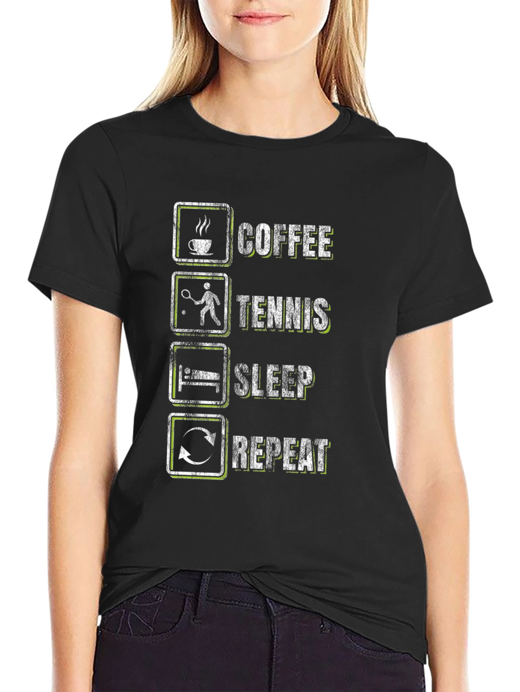 Coffee Tennis Sleep Repeat Graphic Tee