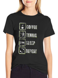 Coffee Tennis Sleep Repeat Graphic Tee