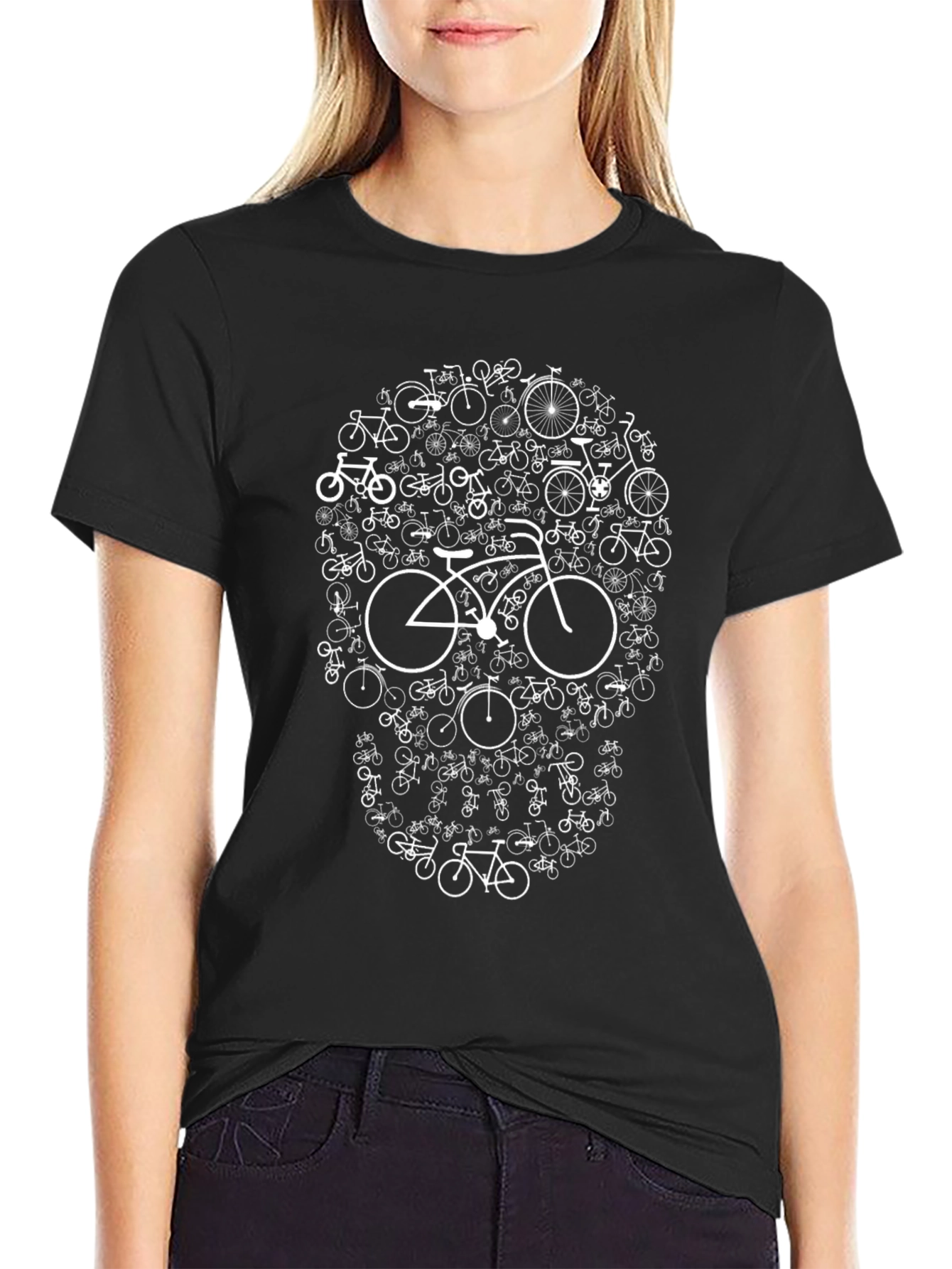 Bicycle Skull Graphic Tee - Black T-Shirt