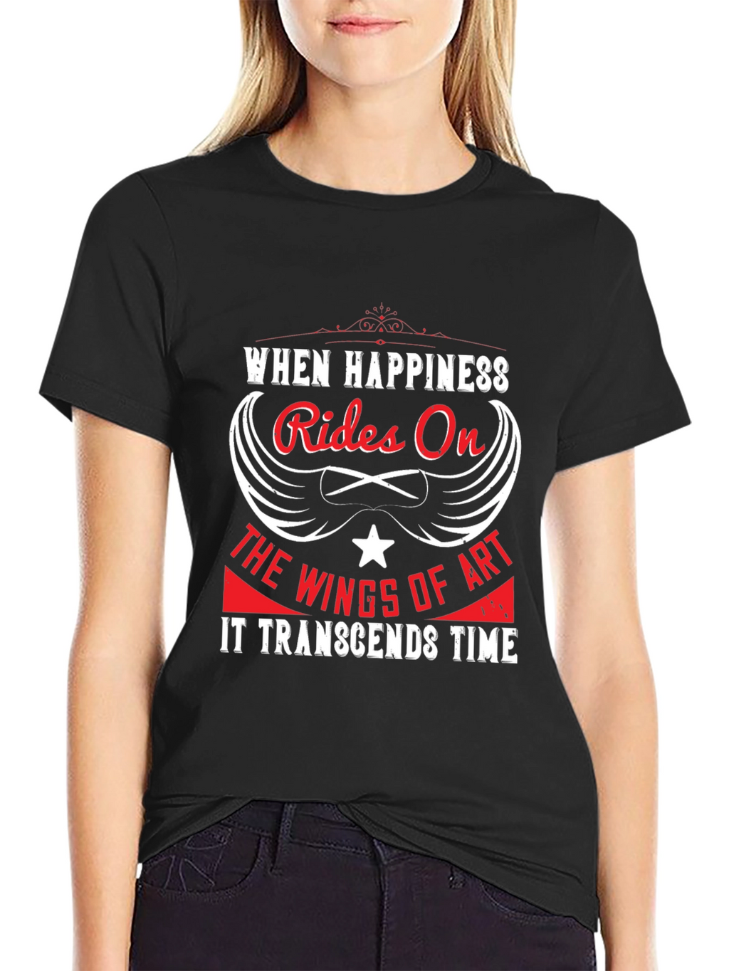 Happiness Rides On Wings of Art Graphic Tee