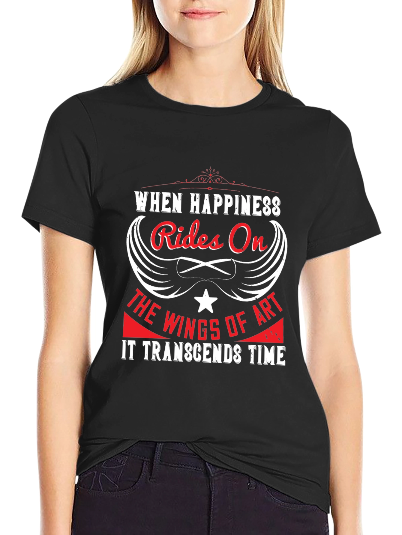 Happiness Rides On Wings of Art Graphic Tee
