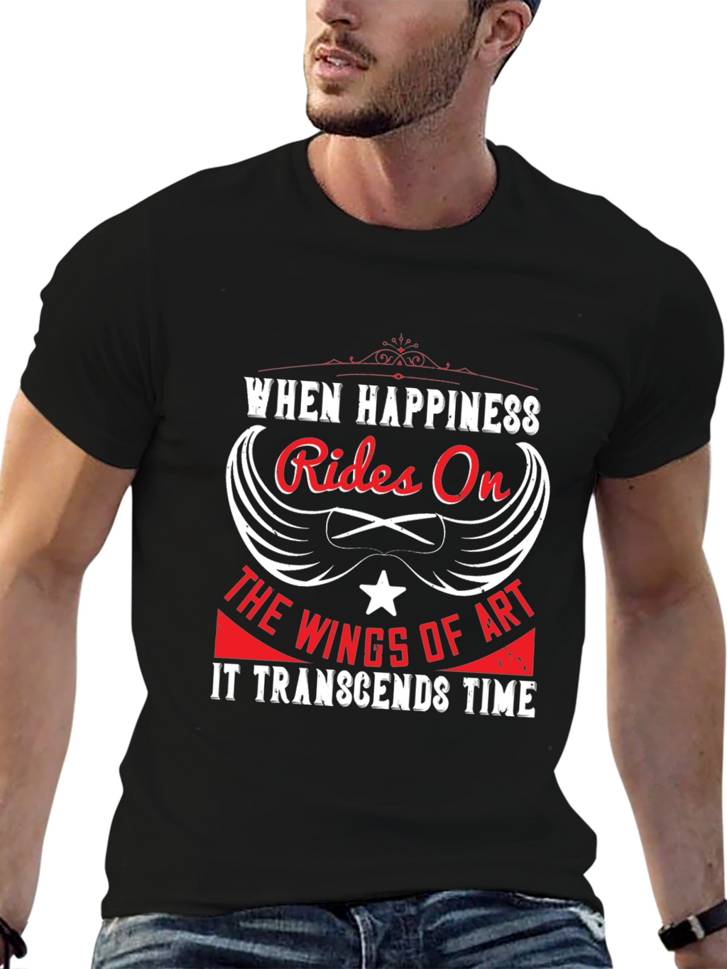 Happiness Rides On Wings of Art Graphic Tee
