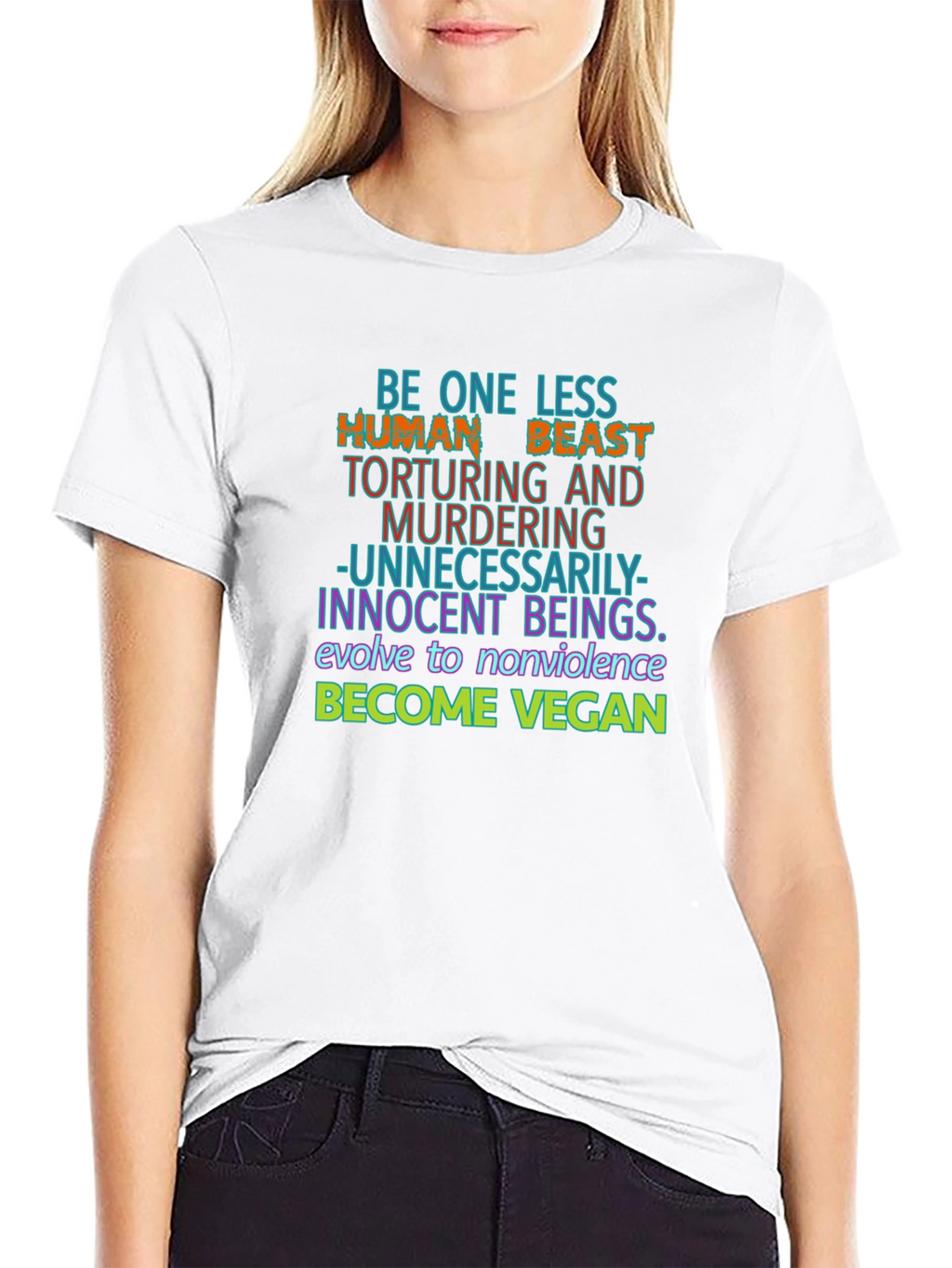 Vegan Graphic Tee - One Less Human Beast