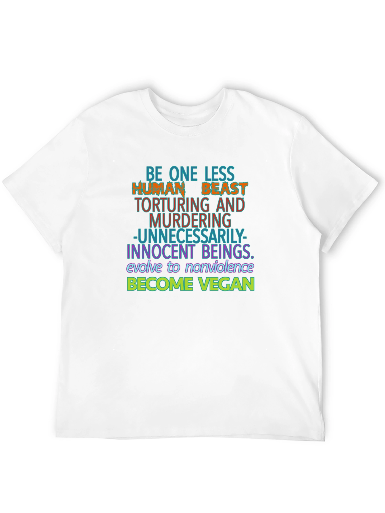 Vegan Graphic Tee - One Less Human Beast