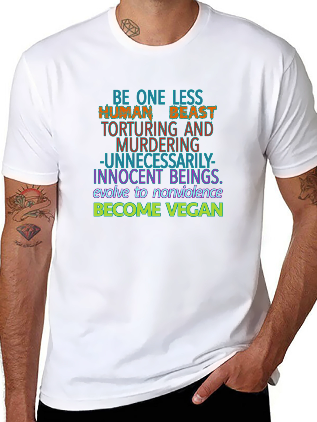 Vegan Graphic Tee - One Less Human Beast