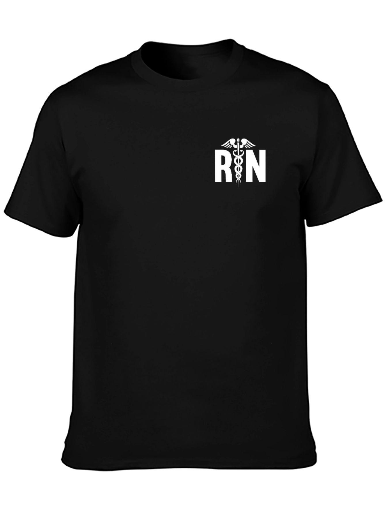 RN Caduceus Symbol Black T-Shirt - Registered Nurse Apparel