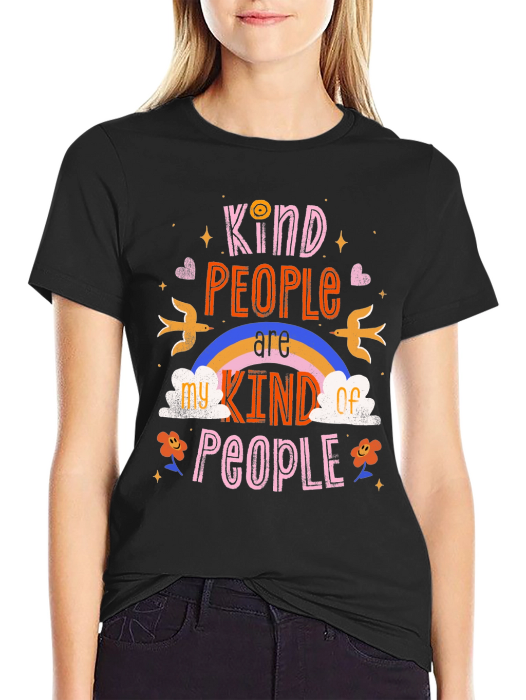 Kind People Graphic Tee - Black Cotton Shirt