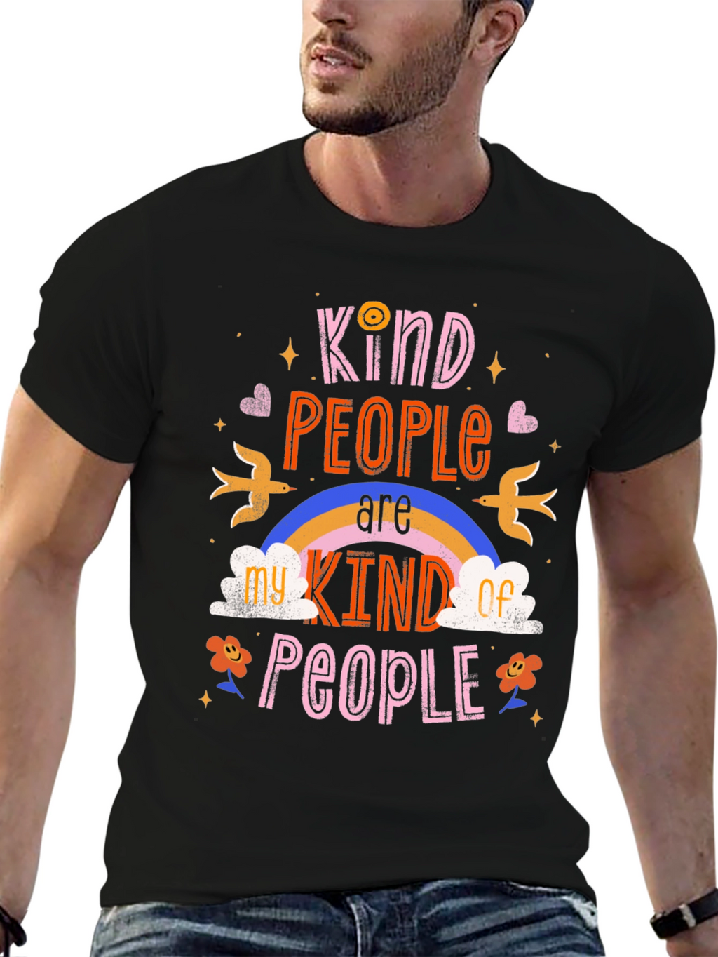 Kind People Graphic Tee - Black Cotton Shirt