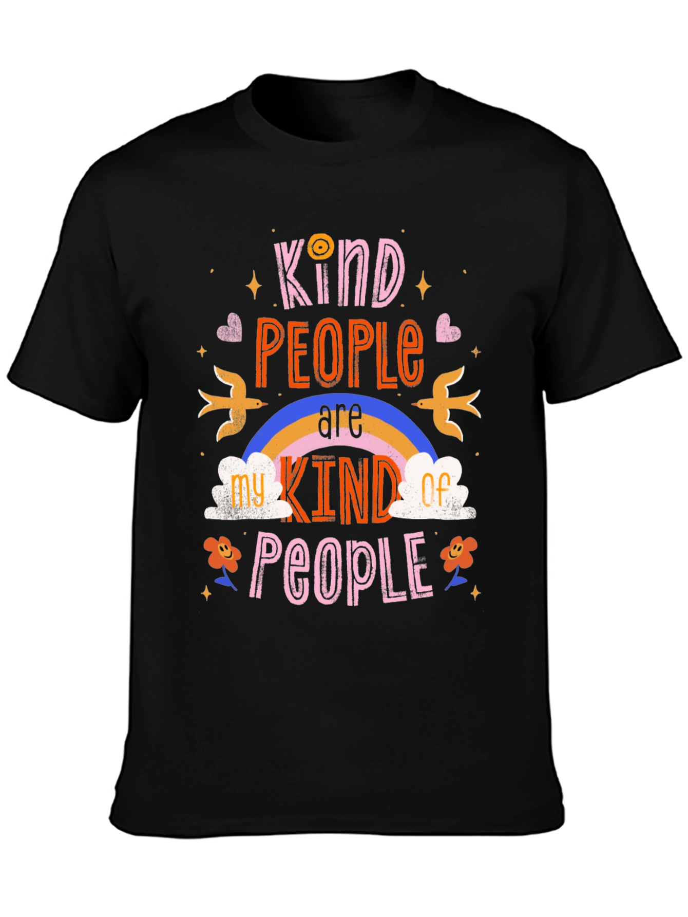 Kind People Graphic Tee - Black Cotton Shirt