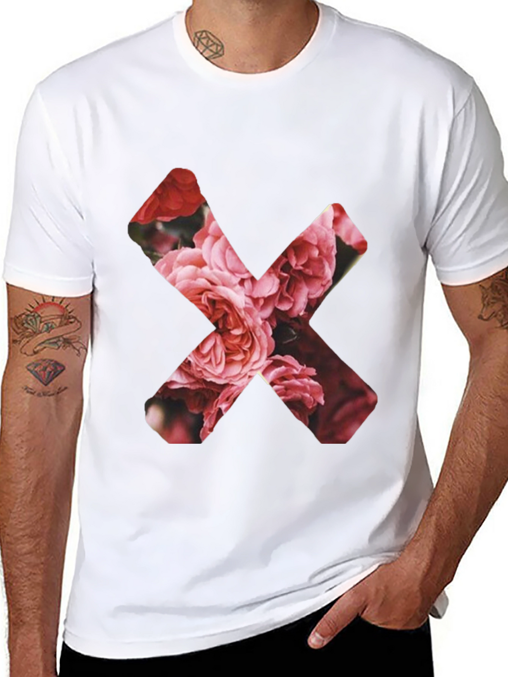 Floral X Graphic Black T-Shirt