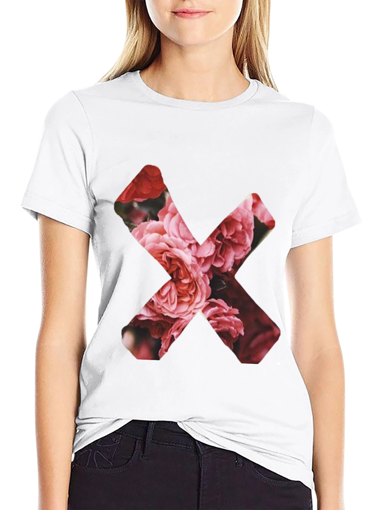 Floral X Graphic Black T-Shirt