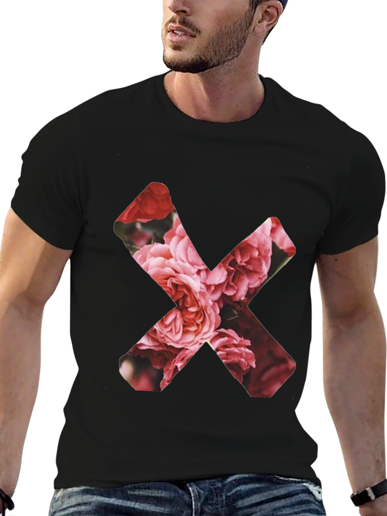 Floral X Graphic Black T-Shirt