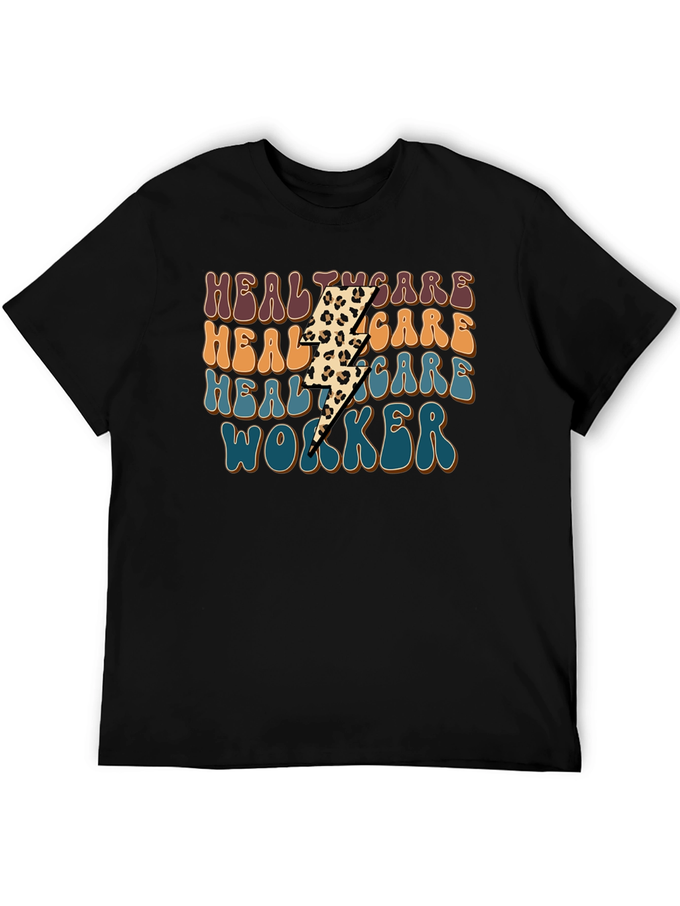 Healthcare Worker Leopard Lightning Bolt T-Shirt
