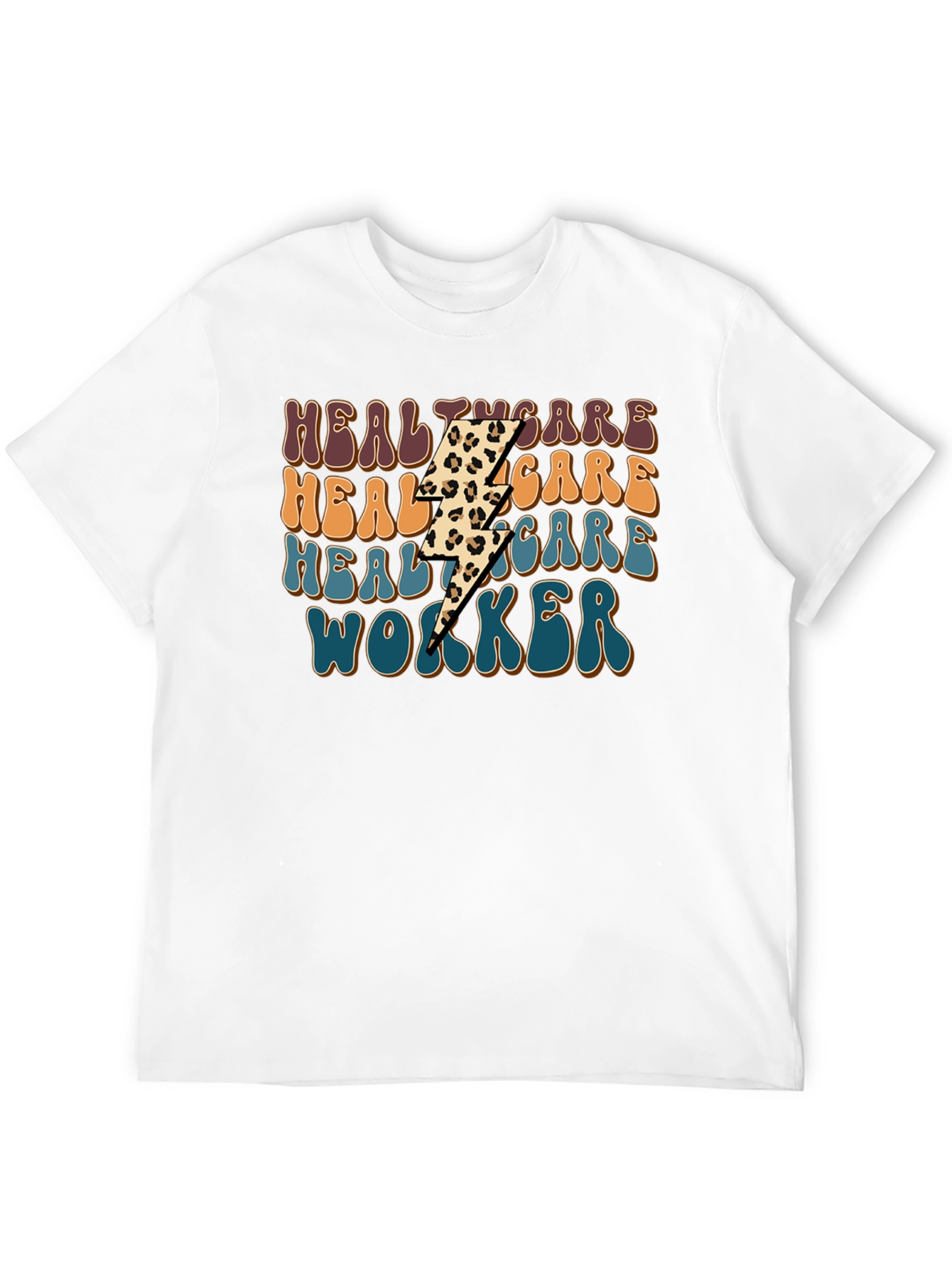 Healthcare Worker Leopard Lightning Bolt T-Shirt