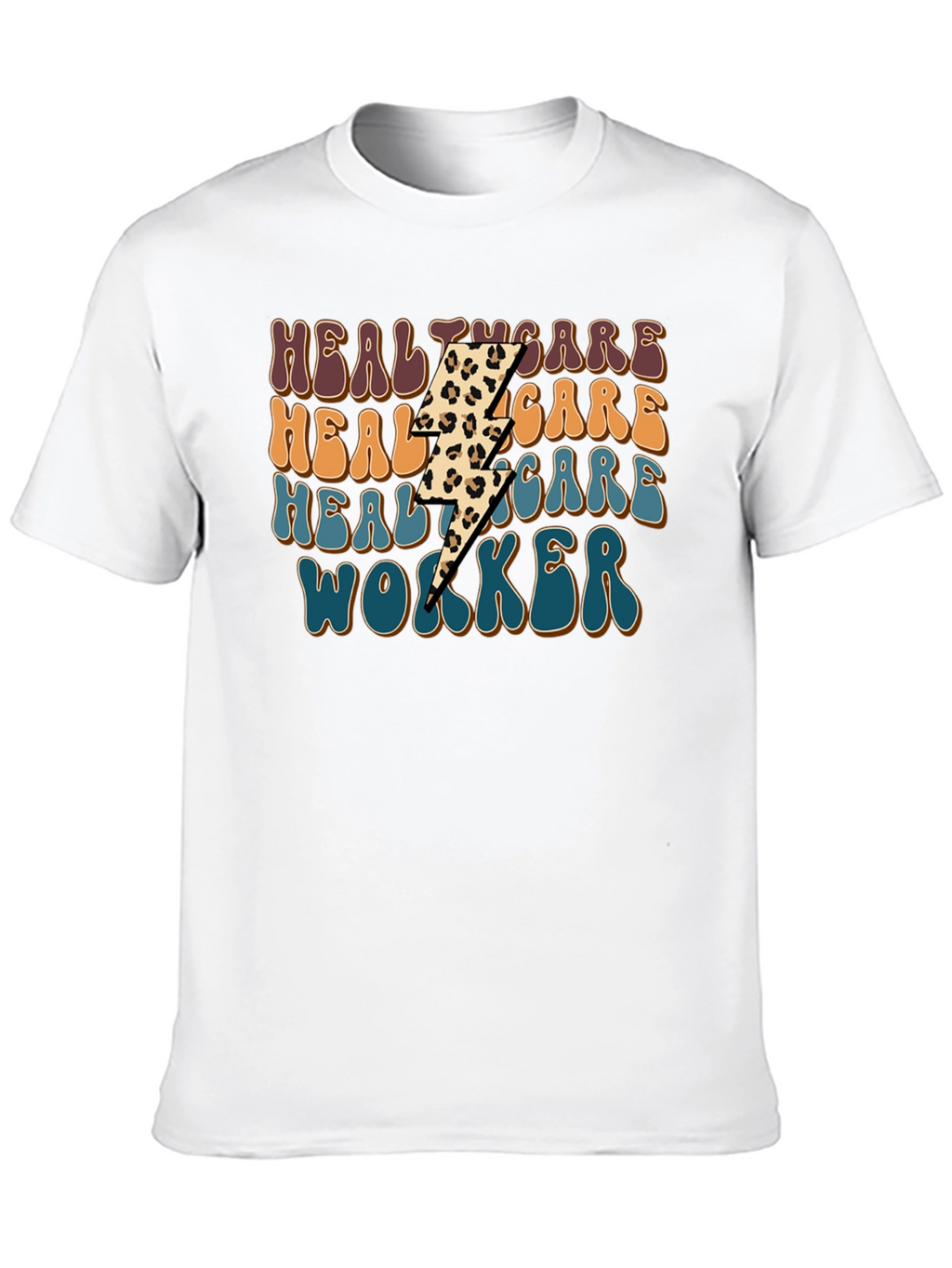 Healthcare Worker Leopard Lightning Bolt T-Shirt
