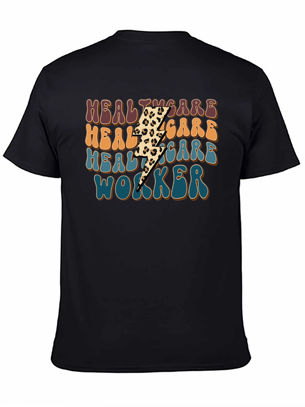 Healthcare Worker Leopard Lightning Bolt T-Shirt