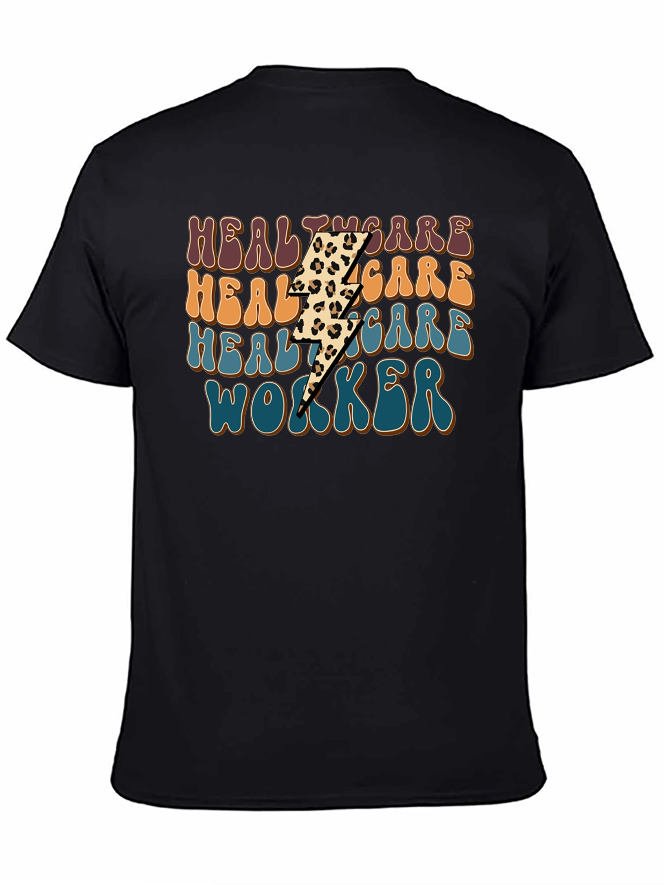 Healthcare Worker Leopard Lightning Bolt T-Shirt