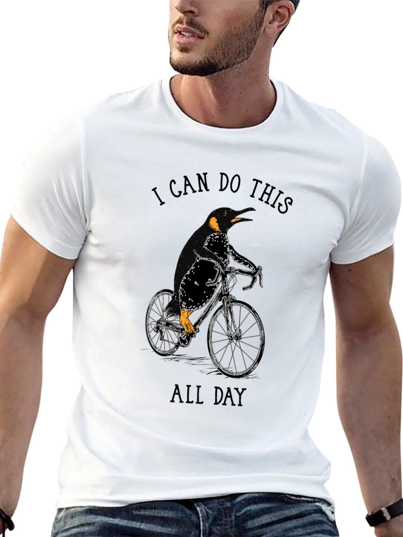 Penguin Cyclist Black T-Shirt