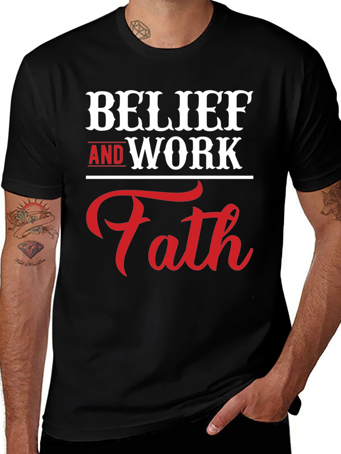 Belief and Work Faith Black Graphic T-Shirt