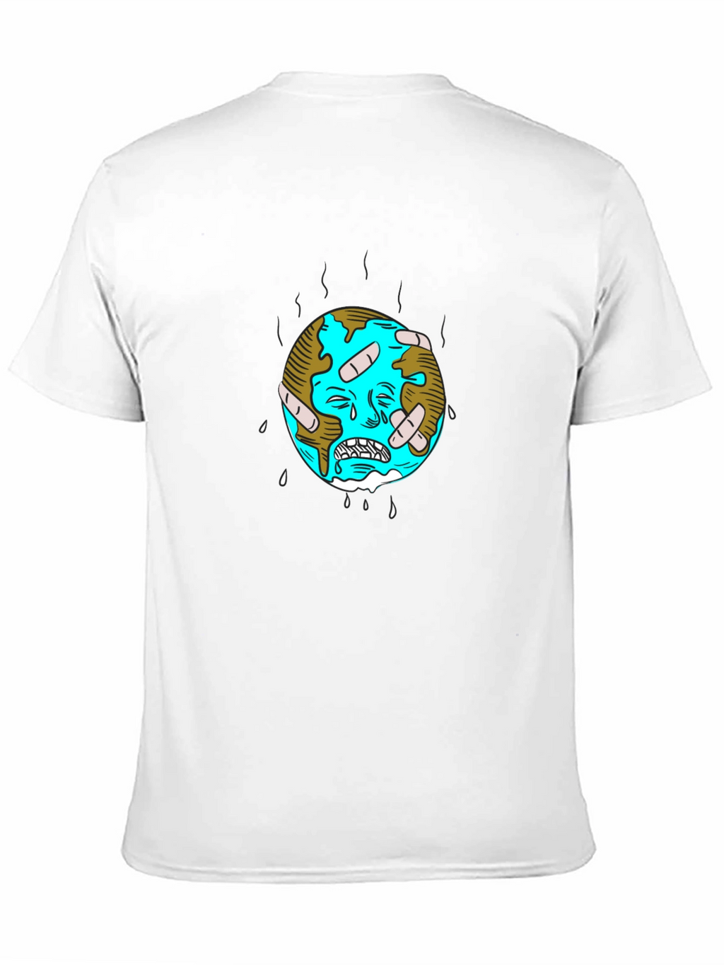 Distressed Earth Graphic Tee - Black Cotton T-Shirt