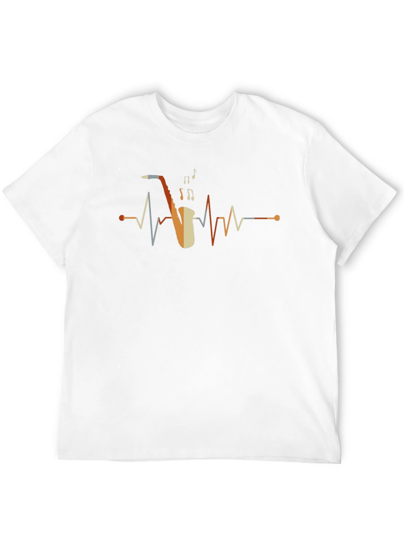 Saxophone Heartbeat Graphic Tee - Music Lover Shirt