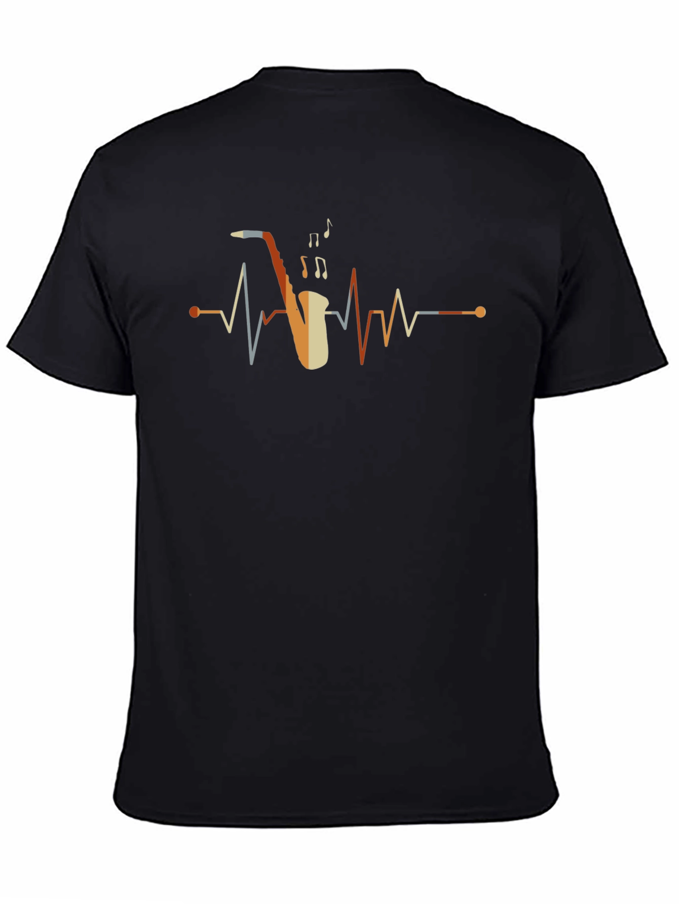 Saxophone Heartbeat Graphic Tee - Music Lover Shirt