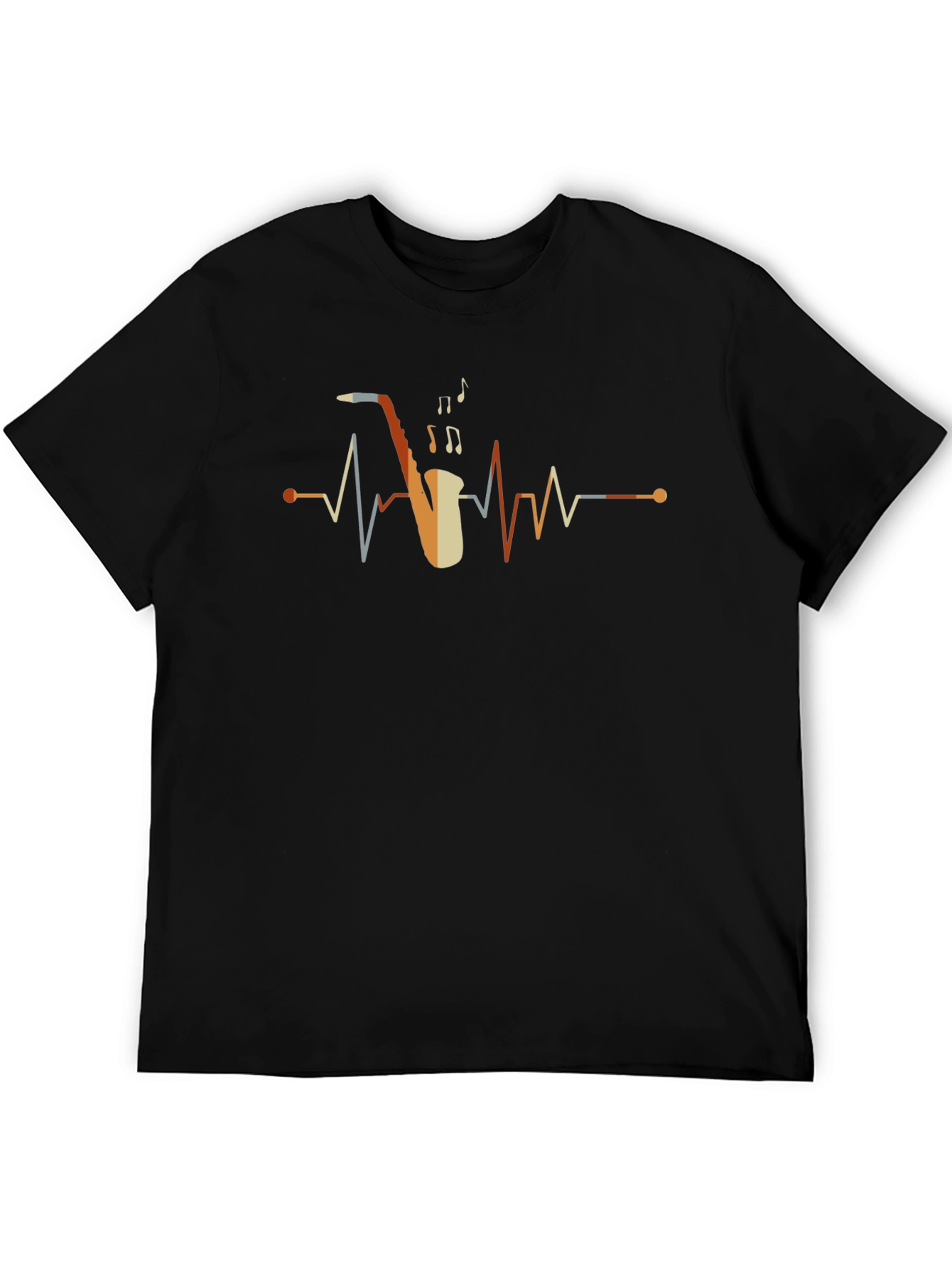 Saxophone Heartbeat Graphic Tee - Music Lover Shirt